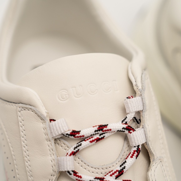 size 41eu 11 us Gucci Run Sneaker White Pink Turquoise Leather GG - Picture 9 of 13